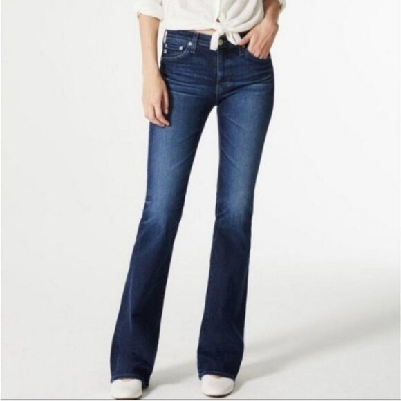 AG Adriano Goldschmied Angel Boot Cut Jeans Whiskering Jean Wide Flare Dark 28 R - Picture 15 of 16